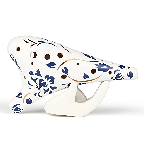 Amazon.com: 12 Holes C Key Ocarina White with Blue Flower